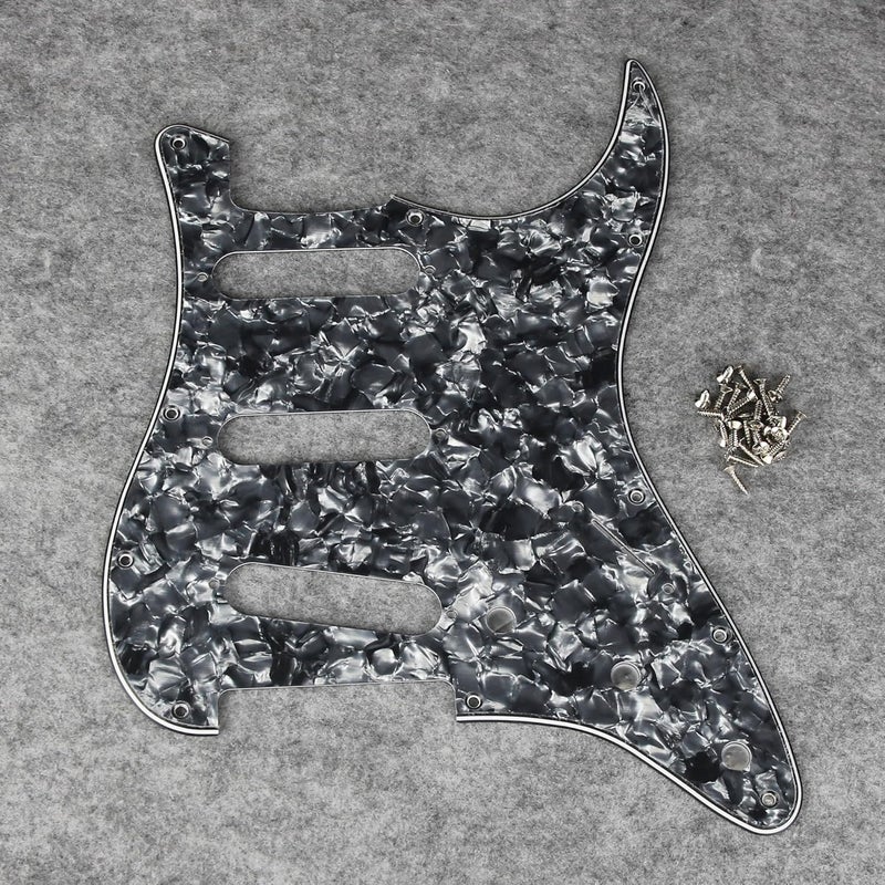 FLEOR 11 Holes ST Style Pickguard SSS Guitar Pickguard Pick Guard Scratchplate with Screws Set,4Ply Grey Pearl - Image 3